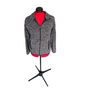 Avalanche white/white/gray speckled zip front jacket with pockets, size medium